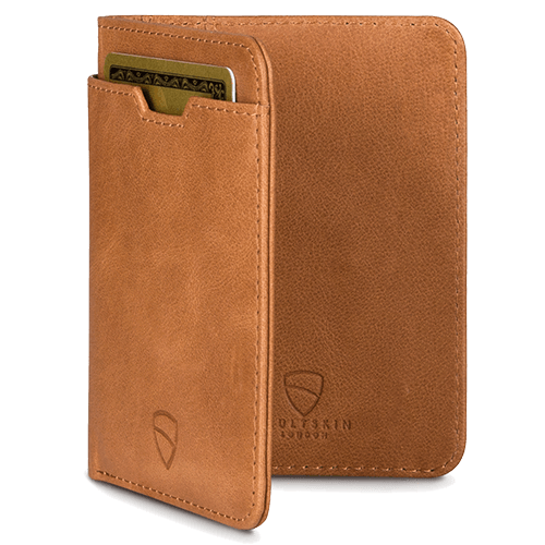 Vaultskin City RFID Wallet (Cognac) Standing